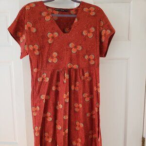 Gudrun Sjoden burnt orange floral cotton dress